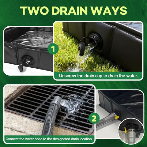 Foldable Washer Drain Pan With Drain Pipe And 4 Anti-Vibration Pads, Portable 31.5x31.5-Inch Leak-Proof Drip Tray For Washer Or Dryer, Non-Slip Waterproof Basin With Raised Edge For Small Spaces And Quick Setup