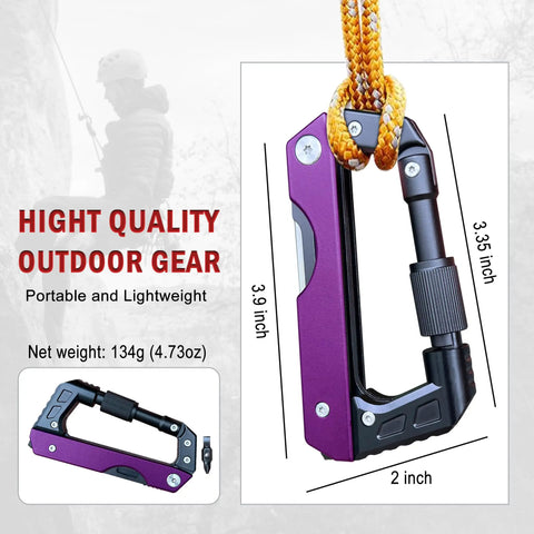 Six In One EDC Multitool Carabiner Knife With Replaceable Blade Integrated Saw Phillips And Slotted Screwdrivers Window Breaker And Survival Gear For Camping Hiking Fishing And Outdoor Adventures
