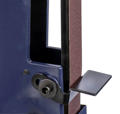 Close-up of Benchtop Combo Belt And Disc Sander With 2 Inch X 42 Inch Belt and 6 Inch Disc showing motor and housing details.