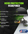 Dax Fifty 50 Carbon Fiber Full Brim Hard Hat With Dual Tone Shell For Premium Protection 6 Point Suspension Matte Black