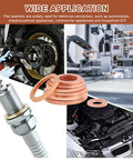 200 Pcs Copper Oil Drain Plug Gasket Set With M5 M6 M8 M10 M12 M14 Crush Washers in use on vehicles and machinery