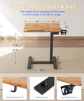 Yihayo Electric Height Adjustable Overbed Table W/ Wheels dimensions, features desk hooks, cup holder, and sliding wheels.