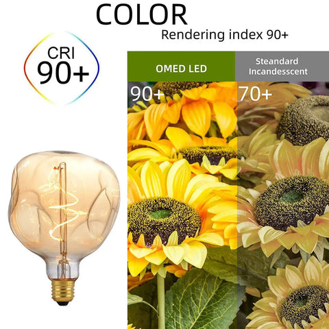 Oversized LED Edison Bulb 5W 400 Lumens 2200K Warm Amber Glass Globe Large Dimmable E26 Bulb for pendant lighting