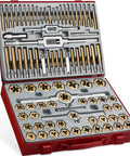 87 Piece All In One Tap And Die Set With SAE And Metric Sizes In Pro Grade Titanium Steel for thread repair in red case