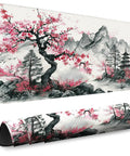 XL Desk Pad With Silky Smooth Surface And Exquisite Patterns, 31.5 By 11.8 Inches Large Mouse Pad For Extended Gaming, Workstation And Home Office Decor, Non Slip, Easy Clean Durable Anti Slip Design For Steady Tracking with cherry blossom design