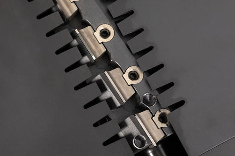Close-up of helical cutterhead on ArmorGlide 12 Inch Parallelogram Jointer With Helical Cutterhead, 3 HP, 230V 1Ph, 12 X 84 Cast Bed.