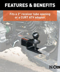 3 In 1 ATV Hitch Ball Mount For 2 Inch Receivers With 2 Inch Ball Five Eighth Inch Hole And Clevis Pin on ATV receiver