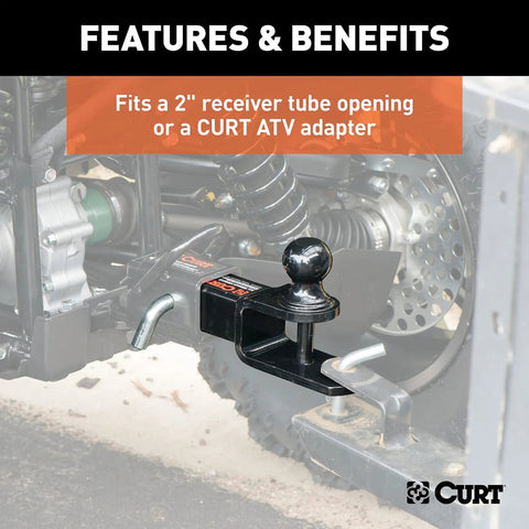 3 In 1 ATV Hitch Ball Mount For 2 Inch Receivers With 2 Inch Ball Five Eighth Inch Hole And Clevis Pin on ATV receiver