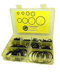 155 Piece O Ring Kit For Face ORFS Fittings With 8 Common Sizes Buna N 90 Durometer SAE Oil And Weather Resistant NBR O Rings Built Tough With Heat Resistance Up To 212F Intermittent Up To 250F in open yellow case showing multiple sections