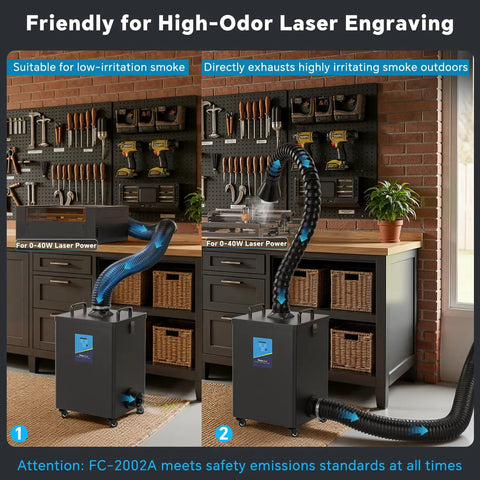 Laser Fume Extractor With Outdoor Vent For Odor Removal And Smoke Control 260m3h Suction Near Hood Capture Up To 15 cm