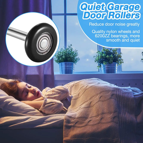 Super Quiet Nylon Garage Door Rollers 24 Pack With 6200Z Bearings And 4.7 Inch Stems, image of roller detail in relaxing environment