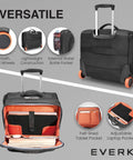 Your Go To Carry On Rolling Laptop Briefcase For 16 Inch Laptops, Lightweight Black Trolley Bag With Wheels, 27L Capacity
