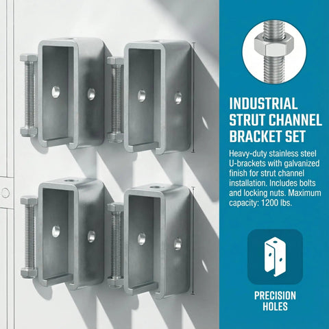 Heavy Duty Strut Channel Trolley Track Hanger Bracket Crafted For 1-5/8 Inch Universal Hoist Rigging As A Rock Solid Punching Bag Mount And Bulletproof Rolling Door Support