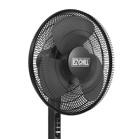 Three Speed 16 Inch Oscillating Pedestal Fan With 90 Degree Head Adjustable Height And Tilt Powerful Airflow For Home Or Office Black MTFS-16B-BLK