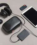 Dope Black Carbon Pencil Case With Hella Spacious Tech Stash And Badass Anti Scratch Shell designed for organizing tech accessories.