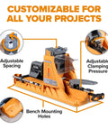 Pro Level Automatic Pocket Hole Jig Kit With Self Calibrating Drill Guide And Fifty Rustproof Screws features adjustable spacing and clamping pressure.
