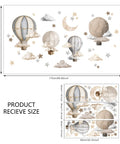 Dreamy Hot Air Balloon and Star Wall Decals Peel and Stick Vinyl Wall Stickers for Kiddo Sized Kids Room Nursery Decor Cute Balloon Moon