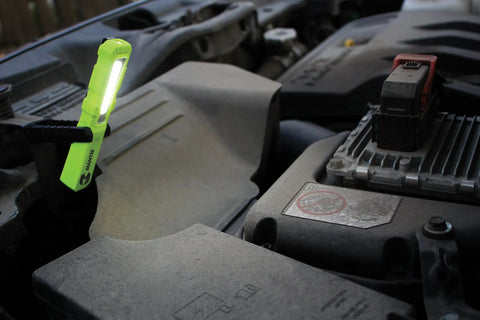 Mantis COB LED Work Light Tough As Nails, Rechargeable Battery, Magnetic Mount With 180 Degree Pivot in engine bay