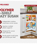 Two Tier Kidney Shaped Lazy Susans For Corner Base Cabinets Plastic White 28 Inch Wide, 22.5 Inch Deep, 26 Inch High Kitchen Organizer