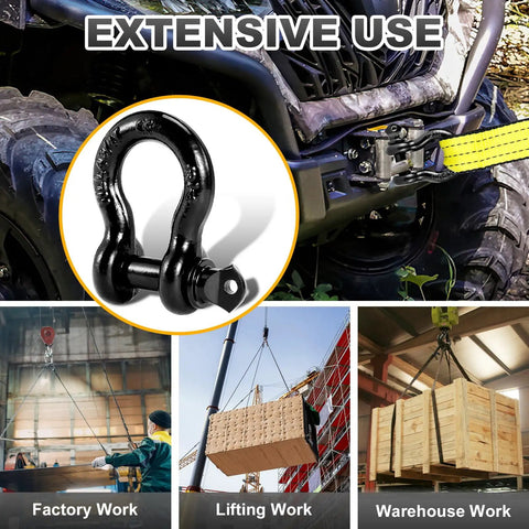 Three Quarters Inch D Ring Shackles With Nine Sixteen Inch Screw Pin Heavy Duty Clevis Shackles Tough As Nails 44,000 Lbs Break Strength Built For Jeep Truck SUV Trailer ATV UTV Two Pack on Jeep recovery strap