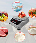 Waterproof Digital Kitchen Scale With Large Stainless Steel Pan, 66 Lb Capacity, Ideal for Meat and Vegetables Displayed