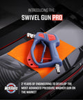 Swivel Gun Pro High Pressure Washer Handle with orange cloth, 3/8in male plug, compatible with foam cannon power washers.