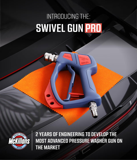 Swivel Gun Pro High Pressure Washer Handle with orange cloth, 3/8in male plug, compatible with foam cannon power washers.