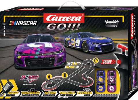 Box of Talladega NASCAR Slot Car Race Set With Electric Power Includes Two Cars And Two Hand Controllers 1 43 Scale