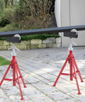 Beefy Portable High Pipe Stand With Roller Head For Rock Solid Workshop Setup Heavy Duty Scaffolding Gear shown on tile floor