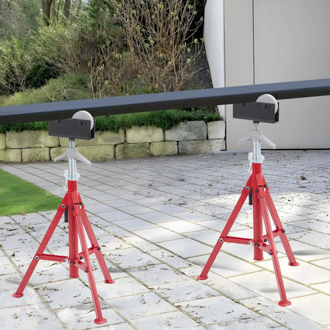 Beefy Portable High Pipe Stand With Roller Head For Rock Solid Workshop Setup Heavy Duty Scaffolding Gear shown on tile floor