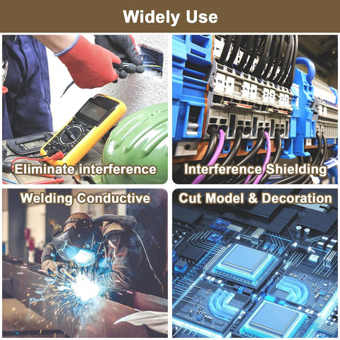 Heavy Duty Conductive Adhesive Tape Faraday Cloth Shielding Tape uses include interference elimination and shielding.