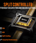 Split controller for Badass 5600W Dual Motor Electric Bike with 60V 80Ah battery, showing heat dissipation and cooling features.
