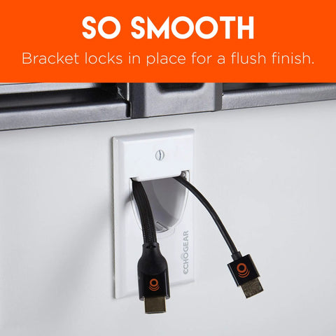 White In-Wall Cable Hider Kit For Single Gang Pass-Through - Hide Up To 8 HDMI And Low-Voltage Cables with sleek TV setup