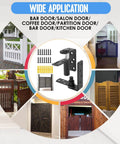 Heavy Duty Self Closing Saloon Door Hinges 4 Pack Black Large 304 Stainless Steel displayed in various door applications.