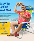 Folding Tall Backpack Beach Chair With Five Positions Towel Bar Cooler Storage Pouch Cup Holder And Phone Holder