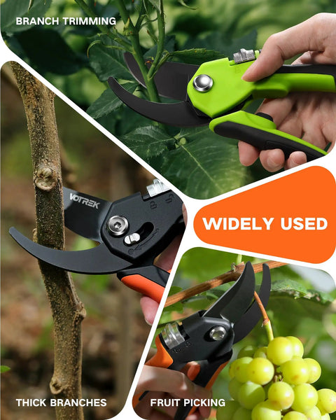 Eight Point Five Inch Stepless Handle Pruning Shears Bypass Garden Clipper for Heavy Duty Plant Pruning with SK5 Steel Blades