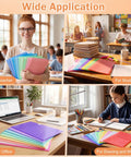 300 Pack Plastic Document Folders With Clear Pockets, Letter Size 8.7 By 12.2 Inches, A4 Assorted Color File Sleeves in use
