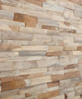 Teak 3D Wood Wall Panels Set Of 10 Handmade Unique Planks Premium DIY Wall Decor Real Teak Wood 9.5 Sq Ft Coverage