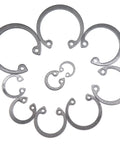 Internal Snap Ring Set 280 Pcs In 10 Metric Sizes Black Alloy Steel C Clips Assortment Kit arranged in fan pattern