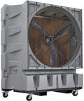48 Inch Diameter Portable Evaporative Cooler with Direct Drive Motor, large fan, and easy mobility caster base.
