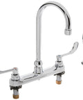 Monterrey Top Mount Gooseneck Kitchen Faucet With 5 Inch Reach, chrome, dual handles, side spray view, drip-free valves, lead free