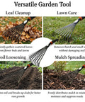 Two Pack Garden Hand Rake With Durable Steel Tines Small Shrub Rake With Ergonomic Non Slip Handle for leaf cleanup and soil loosening