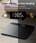 Digital Bathroom Scale With 450 Lb Capacity, 0.05 Lb Accuracy, large LED display on wooden floor.
