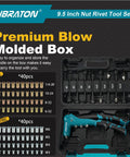 One Handed Rivet Nut Gun Kit With 80 Threaded Nuts And 8 Interchangeable Mandrels in black carrying case