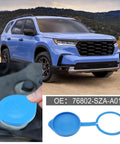 Honda Pilot Windshield Washer Reservoir Cap 76802-SZA-A01 Replacement, blue plastic cap with installation view