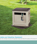 Swivel Hideaway Hose Reel With Crank Handle And Hose Guide 225 Ft Capacity Mocha Taupe Finish for Large Yards shown on grass