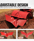 Hiller Furrower Kit For Rear Tine Tiller With Adjustable Wing Fit For Land Reclamation, 3 Connection Types, red steel design