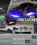 Aura Pro Underglow LED Lights Kit For Cars With App And Remote Control RGB Multicolor Modes Music Sync Waterproof Rigid Aluminum Light Bar