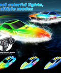 Two Pack RC Boat Set For Pools And Lakes, Self Righting Remote Control Boats With RGB Lights and controllers, night use