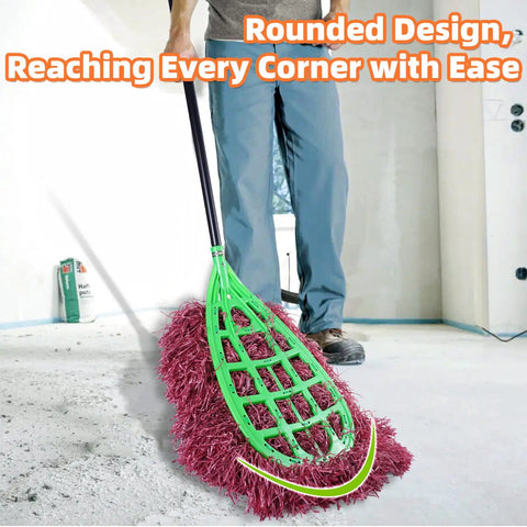 Tough As Nails Commercial Yard Broom With Reinforced Frame And Extra Long Handle for efficient floor sweeping in corners.